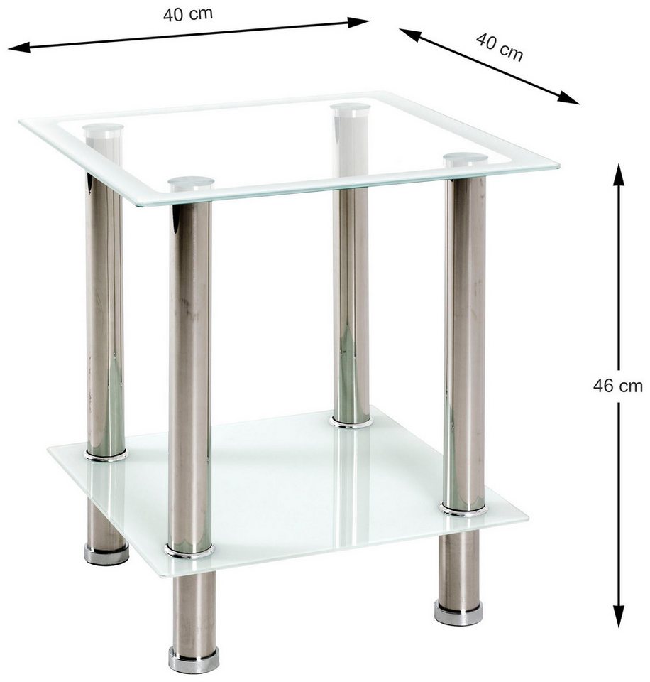 HAKU Beistelltisch Sofatisch, Wohnzimmertisch (1-St), quadratisch - aus Edelstahl Silber B/T/H 40/40/46 cm – Bild 4 von 5