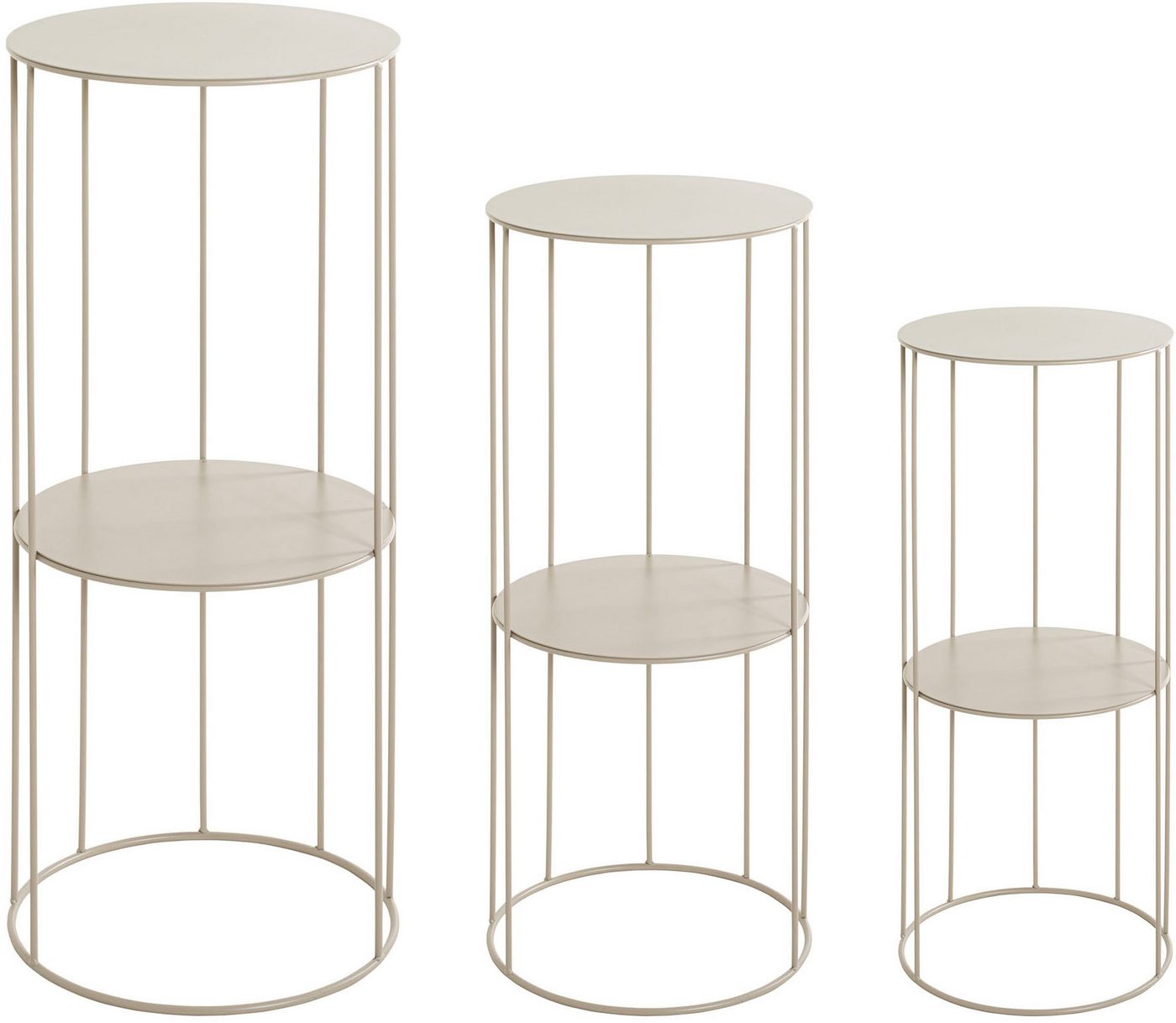 HAKU Blumentisch Blumenpodest, Blumenständer, Pflanzsäule (Set, 3-St., 3er Set), rund - aus Metall Grau - Ø/H 21/45 und 25/57 cm – Bild 4 von 5