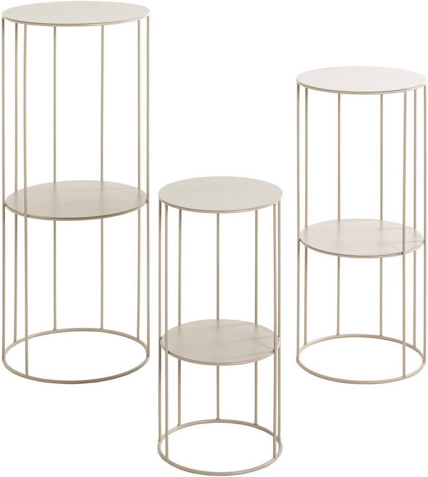 HAKU Blumentisch Blumenpodest, Blumenständer, Pflanzsäule (Set, 3-St., 3er Set), rund - aus Metall Grau - Ø/H 21/45 und 25/57 cm – Bild 5 von 5
