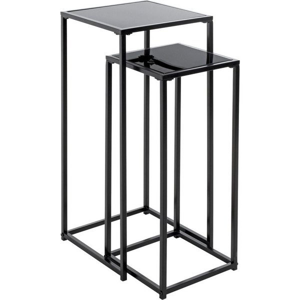 HAKU Blumentisch Blumenpodest, Blumenständer, Pflanzsäule (Set, 2-St., 2er Set), quadratisch - aus Metall Schwarz B/T/H 25/25/60 und 30/30/70 cm