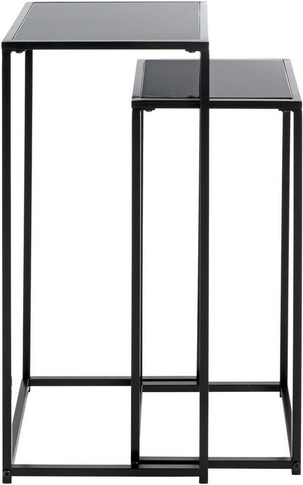 HAKU Blumentisch Blumenpodest, Blumenständer, Pflanzsäule (Set, 2-St., 2er Set), quadratisch - aus Metall Schwarz B/T/H 25/25/60 und 30/30/70 cm – Bild 3 von 5