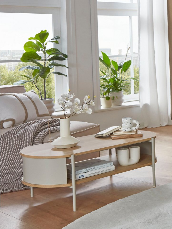 HAKU Couchtisch Sofatisch, Wohnzimmertisch (1-St), oval - aus MDF Braun B/T/H 100/54/37 cm – Bild 2 von 5