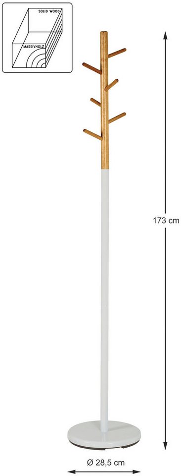 HAKU Garderobenständer Kleiderständer, Standgarderobe, rund - aus Massivholz Braun - Ø/H 30/173 cm – Bild 4 von 5