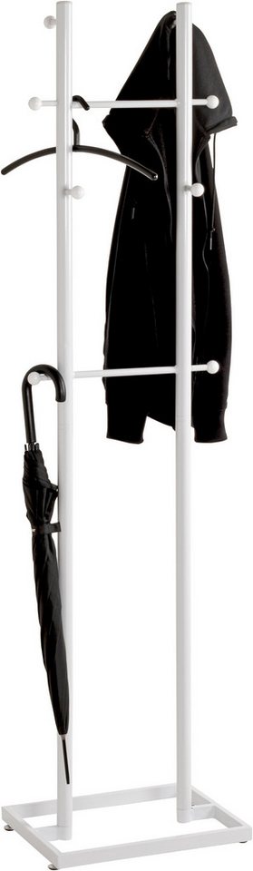HAKU Garderobenständer Kleiderständer, Standgarderobe, freiform - aus Metall Weiß - B/T/H 45/34/175 cm – Bild 3 von 5