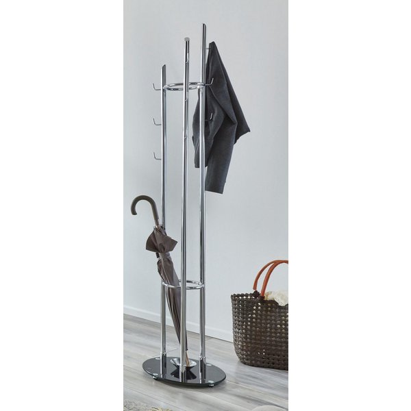 HAKU Garderobenständer Kleiderständer, Standgarderobe, quadratisch - aus Metall Silber - Ø/H 40/183 cm