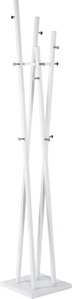 HAKU Garderobenständer Kleiderständer, Standgarderobe, quadratisch - aus Metall Weiß - B/T/H 35/35/192 cm – Bild 2 von 4