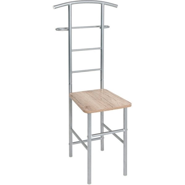 HAKU Herrendiener Herrendiener alu, eiche-Kleiderständer, Metall-B 46 x H 109 x T 46 cm, (1 Stück), Herrendiener aus Metall, Anziehstuhl, Stiller Diener, Stumme