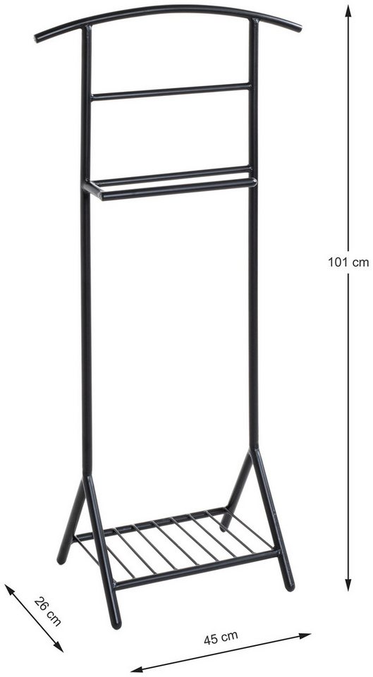 HAKU Herrendiener Anzugständer, Dressboy, Kleiderboy, Kleiderbutler, Stiller Diener, (1 St), freiform - aus Metall schwarz -B/T/H 45/26/101 cm – Bild 5 von 5
