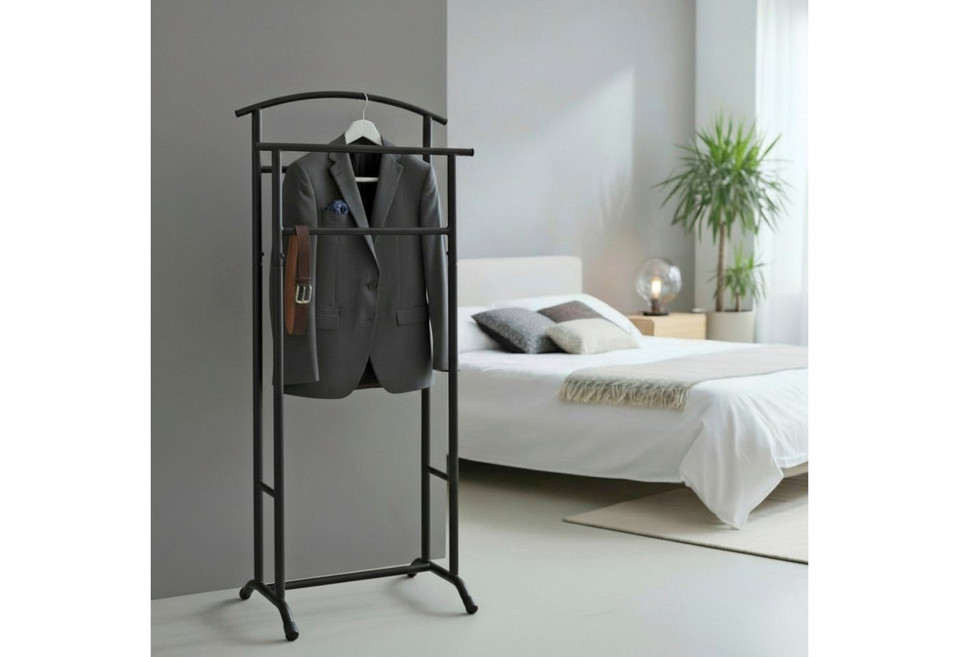 HAKU Herrendiener Anzugständer, Dressboy, Kleiderboy, Kleiderbutler, Stiller Diener, (1 St), Freiform - aus Metall -B/T/H 48/36/107 cm – Bild 2 von 5