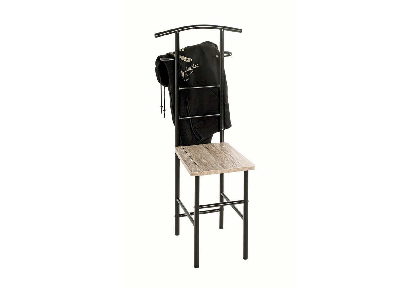 HAKU Herrendiener Herrendiener eiche, schwarz-Kleiderständer, Metall-B 46xH 109xT46 cm, (1xHerrendiener, Stummer Diener - Herrenständer), Herrendiener aus Metal – Bild 3 von 5