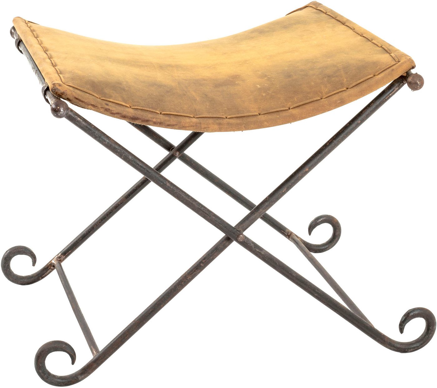 HAKU Hocker Pouf, Schemel, Stockerl, rechteckig - aus Leder Braun - B/T/H 58/50/49 cm – Bild 2 von 5