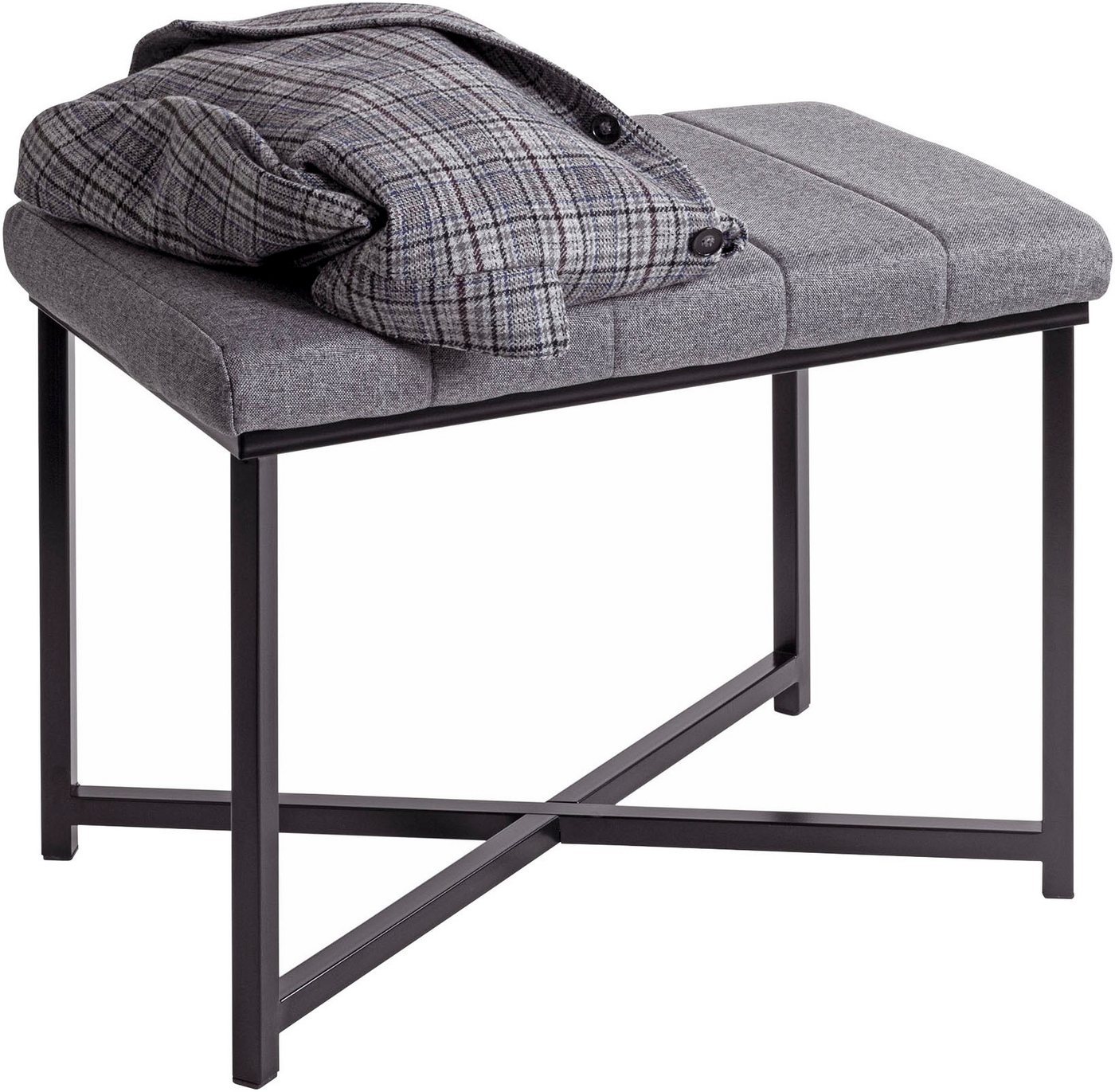 HAKU Hockerbank Flurbank, Garderobenbank, Sitzbank (1 St), rechteckig - aus Metall Schwarz - B/T/H 59/39/46 cm – Bild 4 von 5