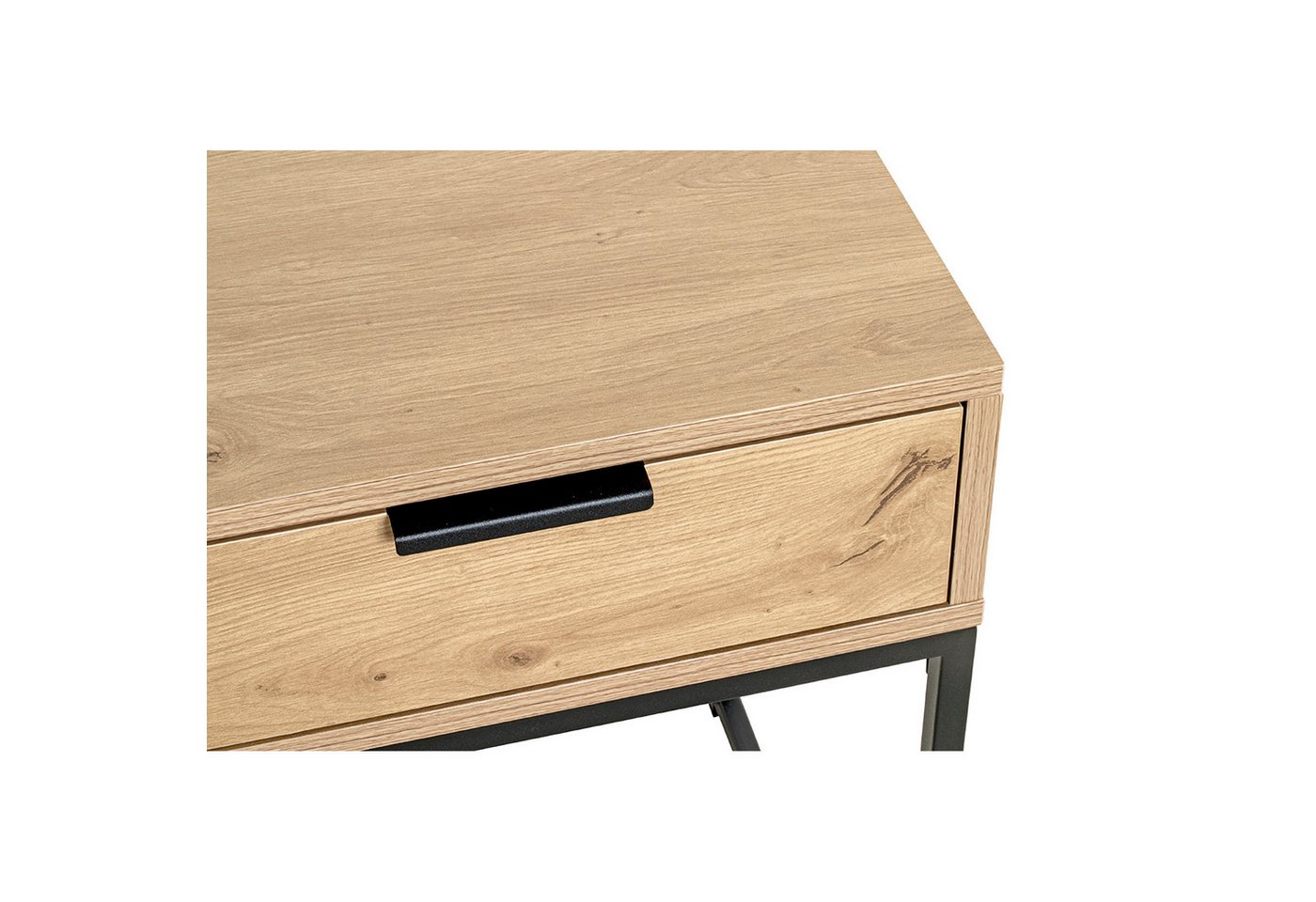 HAKU Konsolentisch Konsole - eiche-schwarz - Metall, Spanplatte - H. 60cm - Ablagetisch (1xKonsole, Beistelltisch - Schminktisch), Wandregal - Ablage - Konsolen – Bild 4 von 5