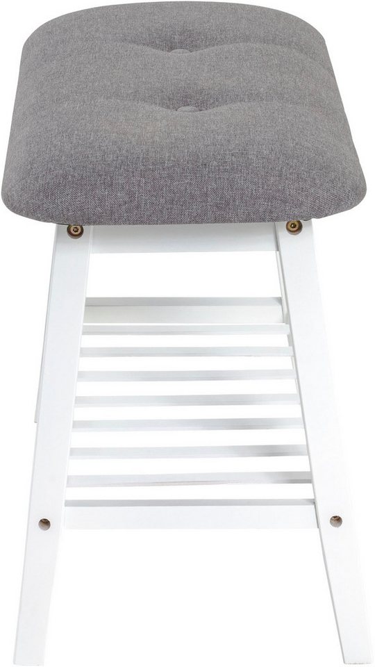 HAKU Schuhbank Flurbank, Garderobenbank, Sitzbank, rechteckig - aus Textil Grau - B/T/H 60/30/44 cm – Bild 5 von 5