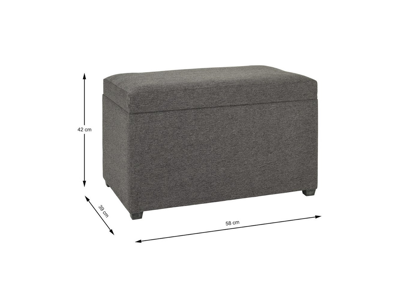 HAKU Sitztruhe Truhe - anthrazit - MDF, Textilgewebe - H. 42cm x B. 58cm - Sitzbank (1xSitztruhe, Deckelbank - Truhenbank), Banktruhe - Truhenbank - Sitzkiste - – Bild 3 von 5