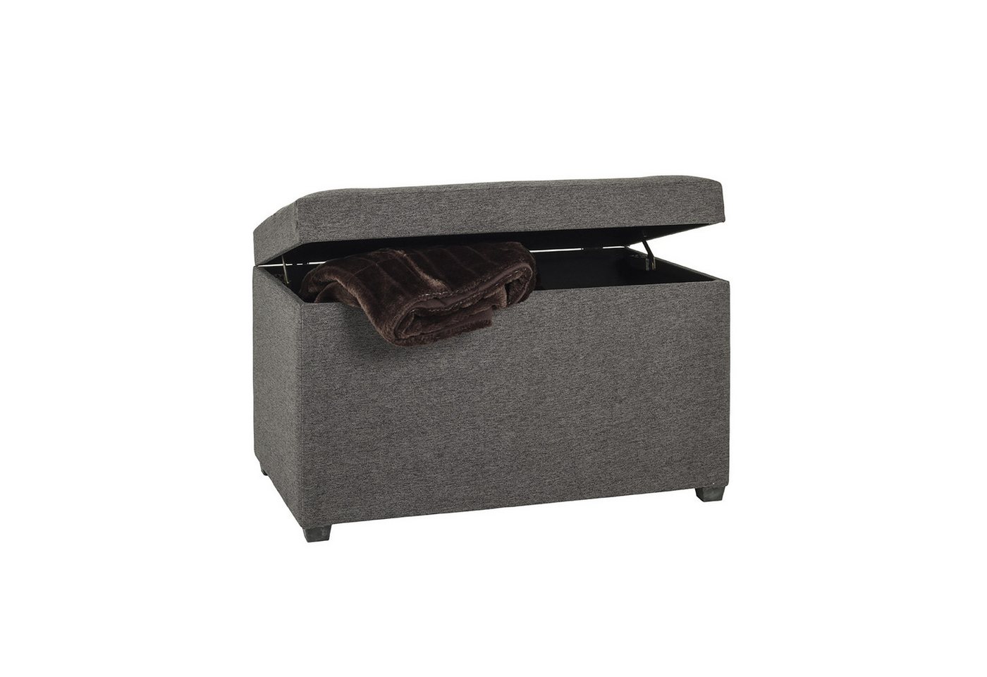 HAKU Sitztruhe Truhe - anthrazit - MDF, Textilgewebe - H. 42cm x B. 58cm - Sitzbank (1xSitztruhe, Deckelbank - Truhenbank), Banktruhe - Truhenbank - Sitzkiste - – Bild 4 von 5