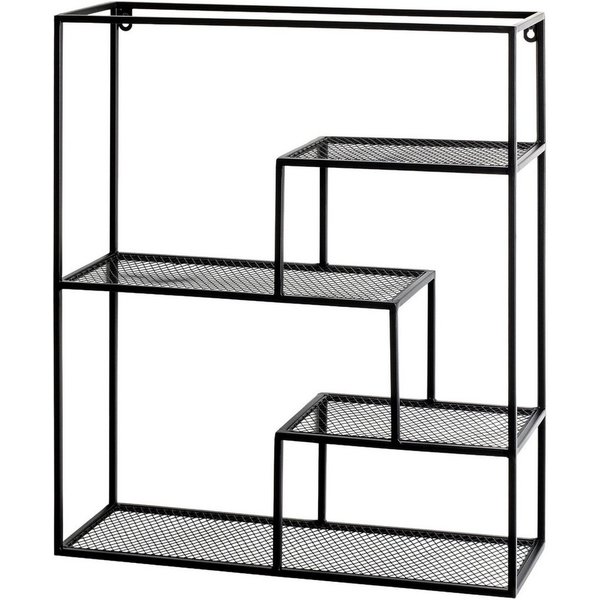 HAKU Wandregal Hängeregal, Wandboard, rechteckig - aus Metall Schwarz - B/T/H 50/18/60 cm
