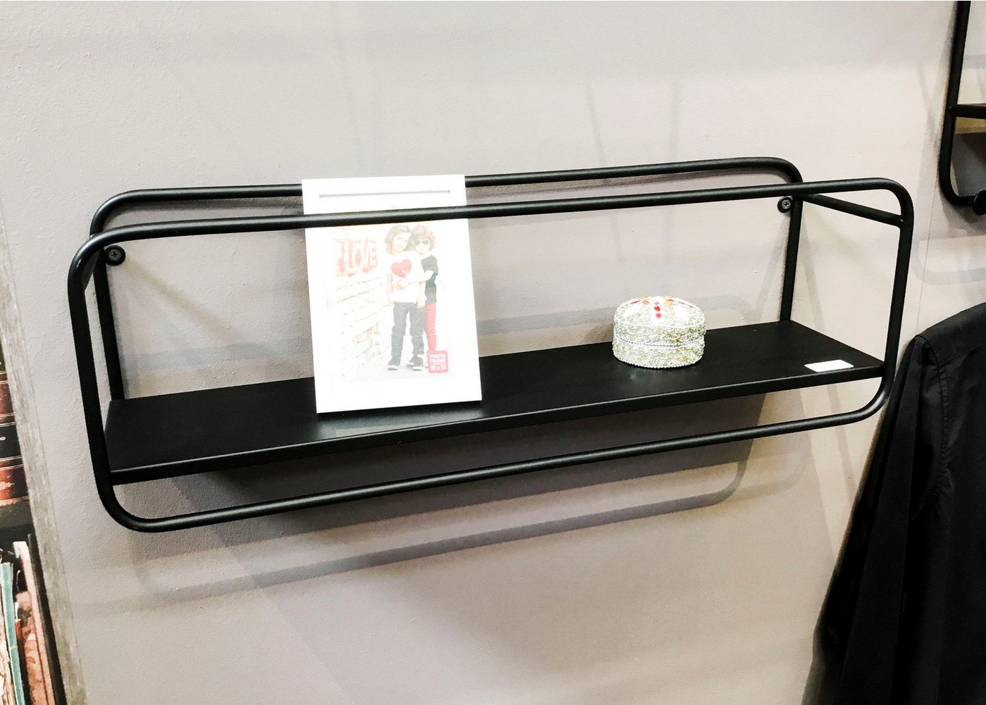 HAKU Wandregal Hängeregal, Wandboard, rechteckig - aus Metall Schwarz - B/T/H 60/15/20 cm – Bild 5 von 5