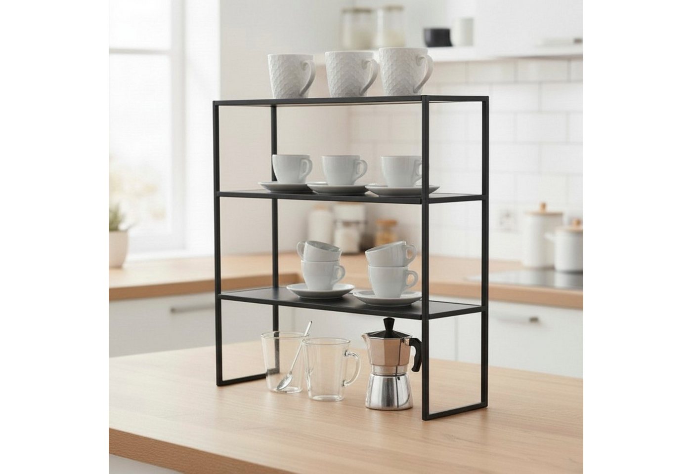 HAKU Wandregal Hängeregal, Wandboard, rechteckig - aus Metall Schwarz - B/T/H 50/20/58 cm – Bild 2 von 5