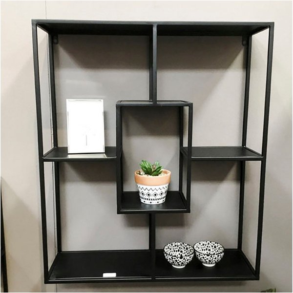 HAKU Wandregal Hängeregal, Wandboard, quadratisch - aus Metall Schwarz - B/T/H 60/18/70 cm
