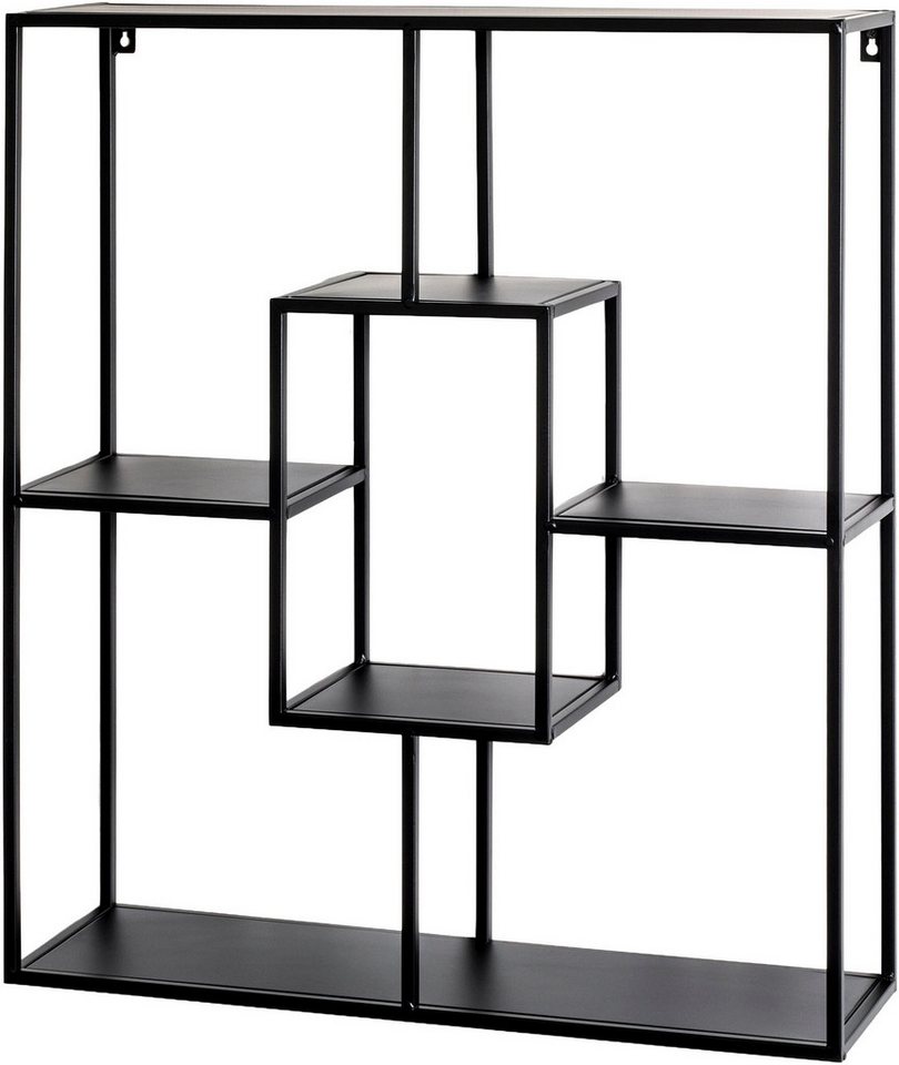 HAKU Wandregal Hängeregal, Wandboard, quadratisch - aus Metall Schwarz - B/T/H 60/18/70 cm – Bild 2 von 5