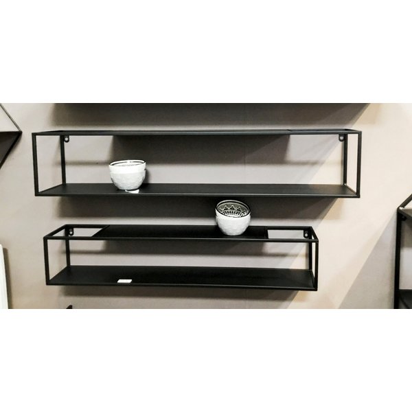HAKU Wandregal Hängeregal, Wandboard, Set, rechteckig - aus Metall Schwarz - B/T/H 75/14/14 und 85/17/17 cm