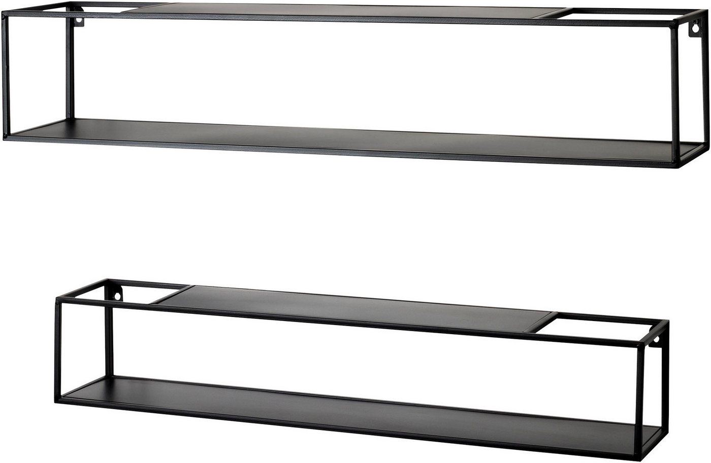 HAKU Wandregal Hängeregal, Wandboard, Set, rechteckig - aus Metall Schwarz - B/T/H 75/14/14 und 85/17/17 cm – Bild 2 von 5