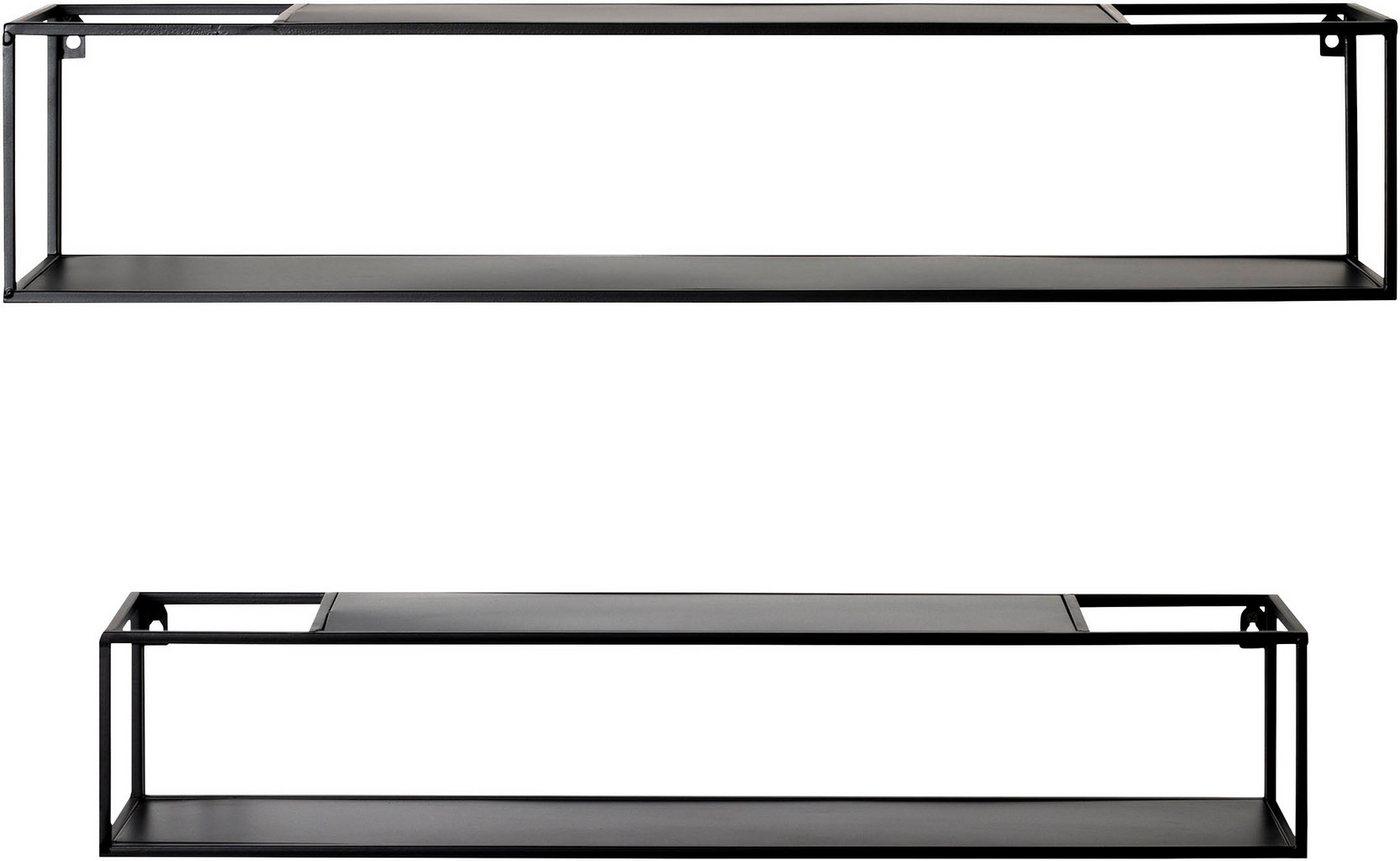 HAKU Wandregal Hängeregal, Wandboard, Set, rechteckig - aus Metall Schwarz - B/T/H 75/14/14 und 85/17/17 cm – Bild 3 von 5