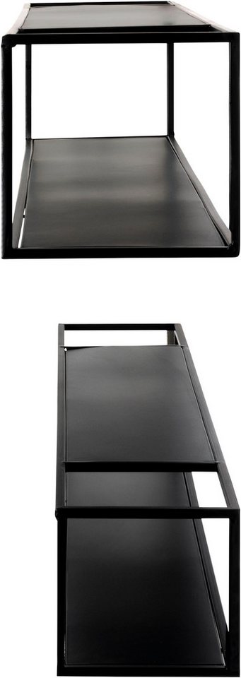 HAKU Wandregal Hängeregal, Wandboard, Set, rechteckig - aus Metall Schwarz - B/T/H 75/14/14 und 85/17/17 cm – Bild 4 von 5