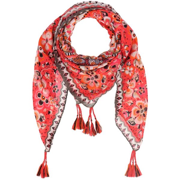 halsüberkopf Accessoires Modetuch Tuch Flower Patch, mit Tasseln