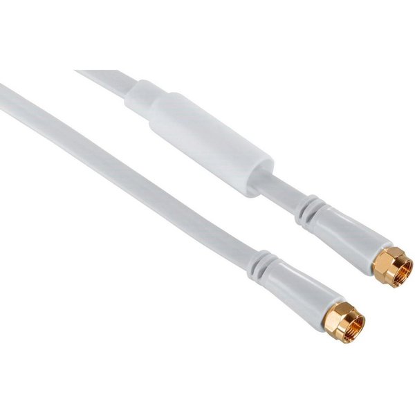 Hama 10m Sat-Kabel Flach 95dB Antennen-Kabel Video-Kabel, F-Stecker, Kein (1000 cm), 10m, Wetterschutzhülle, 4-fach geschirmt, Koaxial-Kabel mit F-Stecker