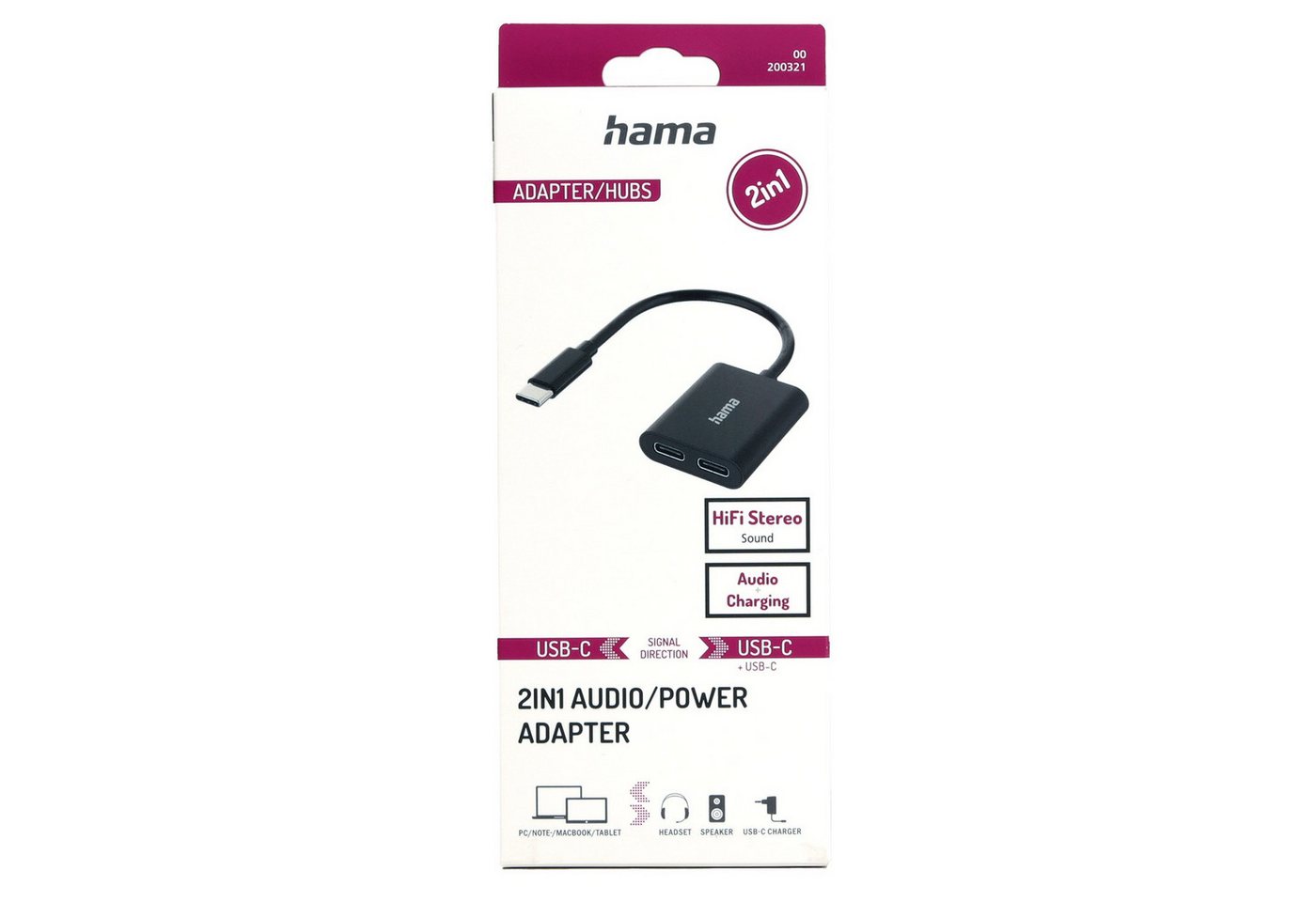 Hama 2in1 Audio-Adapter USB-C auf 2x USB-C USB-Kabel, USB-C + Ladebuchse Strom für Handy Smartphone Tablet PC Notebook – Bild 2 von 5