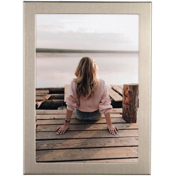 Hama Bilderrahmen Bilderrahmen 13 x 18 cm für 1 Bild, zum Aufhängen und Stellen, Silber, für 1 Bilder (1 St), Portraitrahmen, Aluminium, Hochformat, Querformat,