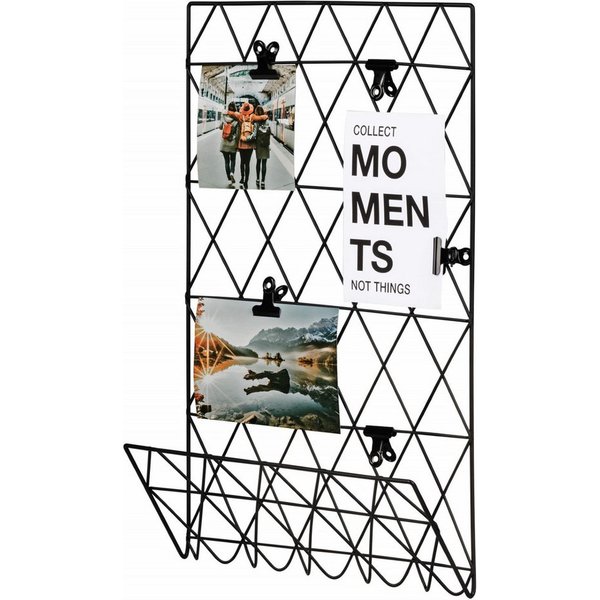 Hama Bilderrahmen Wandgitter Memoboard Gitterwand 30x45cm, (Packung), Set, Fotowand DIY Metall Gitter Wand Deko Mit Ablagefach Klammern Pinnwand