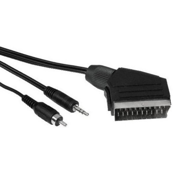 Hama Cinch-Stecker + 3,5mm Klinke auf Scart-Kabel Video-Adapter Scart,Composite,3,5mm Klinke, 1000 cm, 10m Adapter-Kabel Cinch Composite auf Scart-Stecker PC La