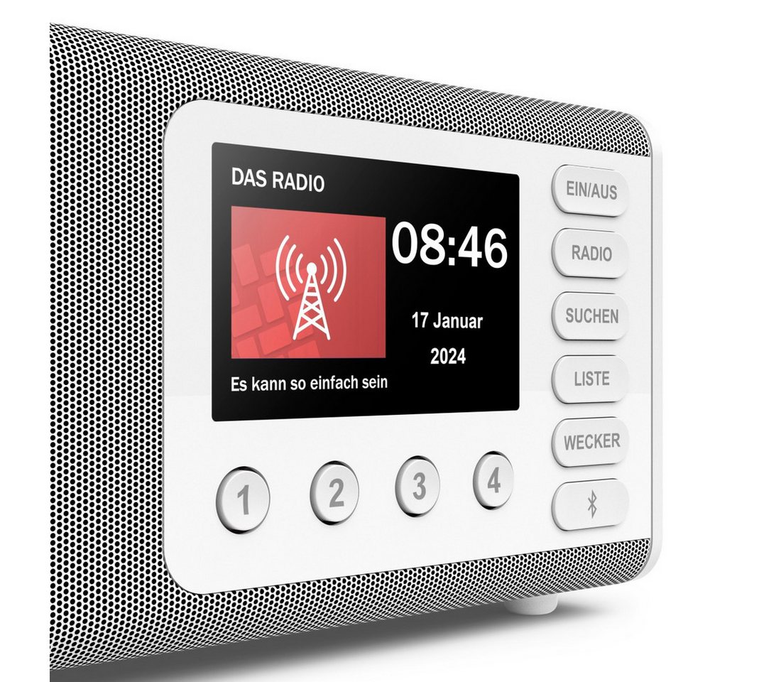 Hama Digitalradio mit DAB+ FM Bluetooth und Wecker Digitalradio (DAB) (Digitalradio (DAB), 5 W, 4,3 Zoll TFT Display, große Tasten, Direktwahltasten) – Bild 4 von 5