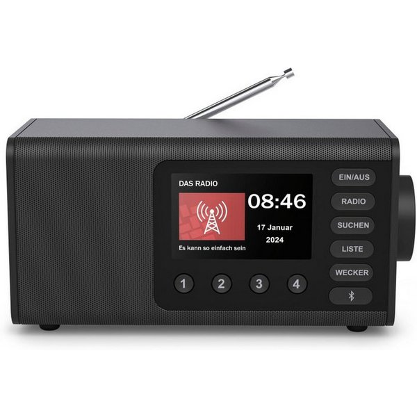 Hama Digitalradio mit DAB+ FM Bluetooth und Wecker Digitalradio (DAB) (Digitalradio (DAB), 5 W, 4,3 Zoll TFT Display, große Tasten, Direktwahltasten)