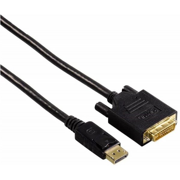 Hama Displayport auf DVI Kabel 1,8m vergoldet Schwarz Video-Adapter Displayport, DVI-D, 180 cm, DP 1.2 Displayport-Stecker zu DVI-D 24+1 Dual-Link Stecker