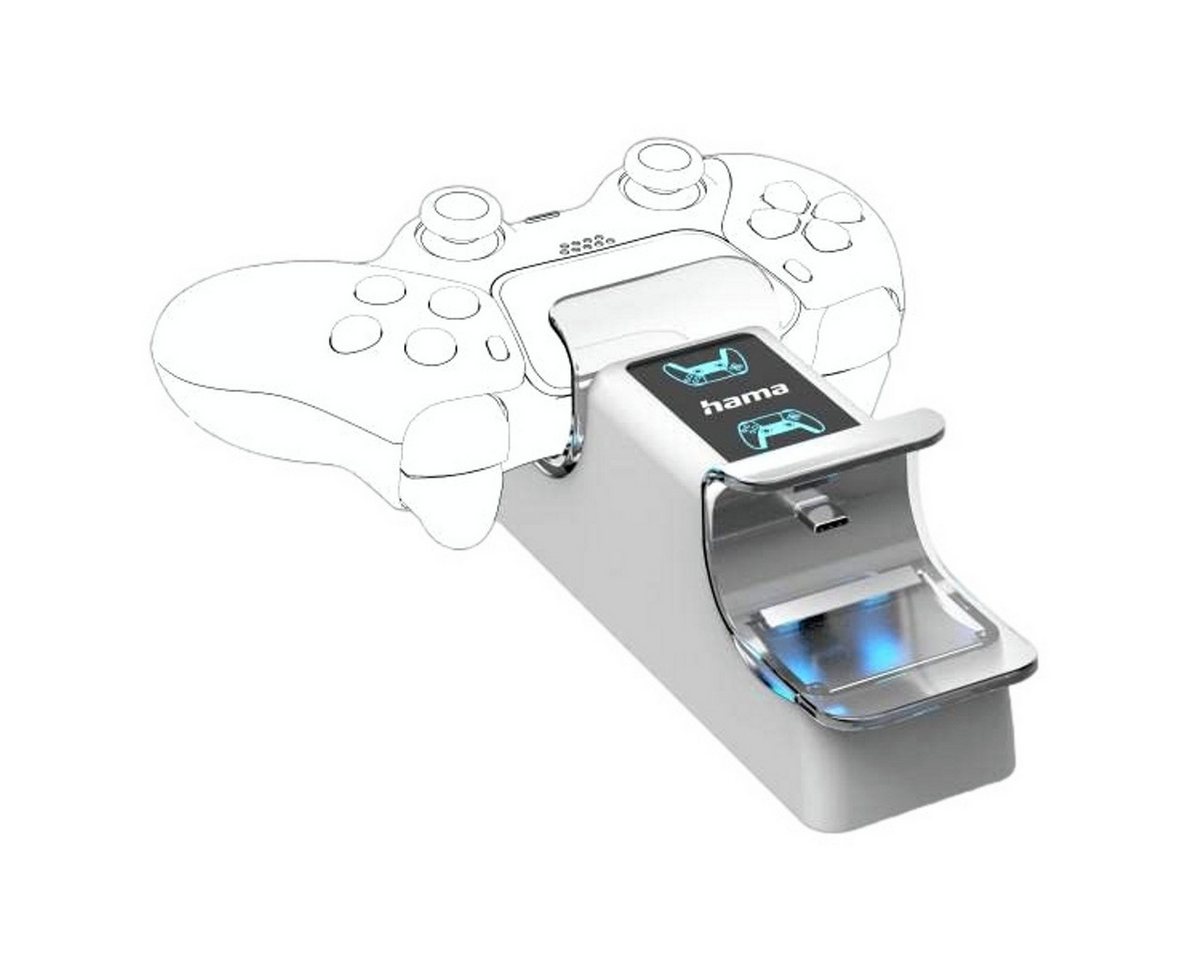 Hama Dual Ladestation für Sony PS5 Wireless Controller Controller-Ladestation (Set, Docking-Station, USB Ladegerät Docking Dock Standfuß Lader 2x Port Ladeanzei – Bild 2 von 5