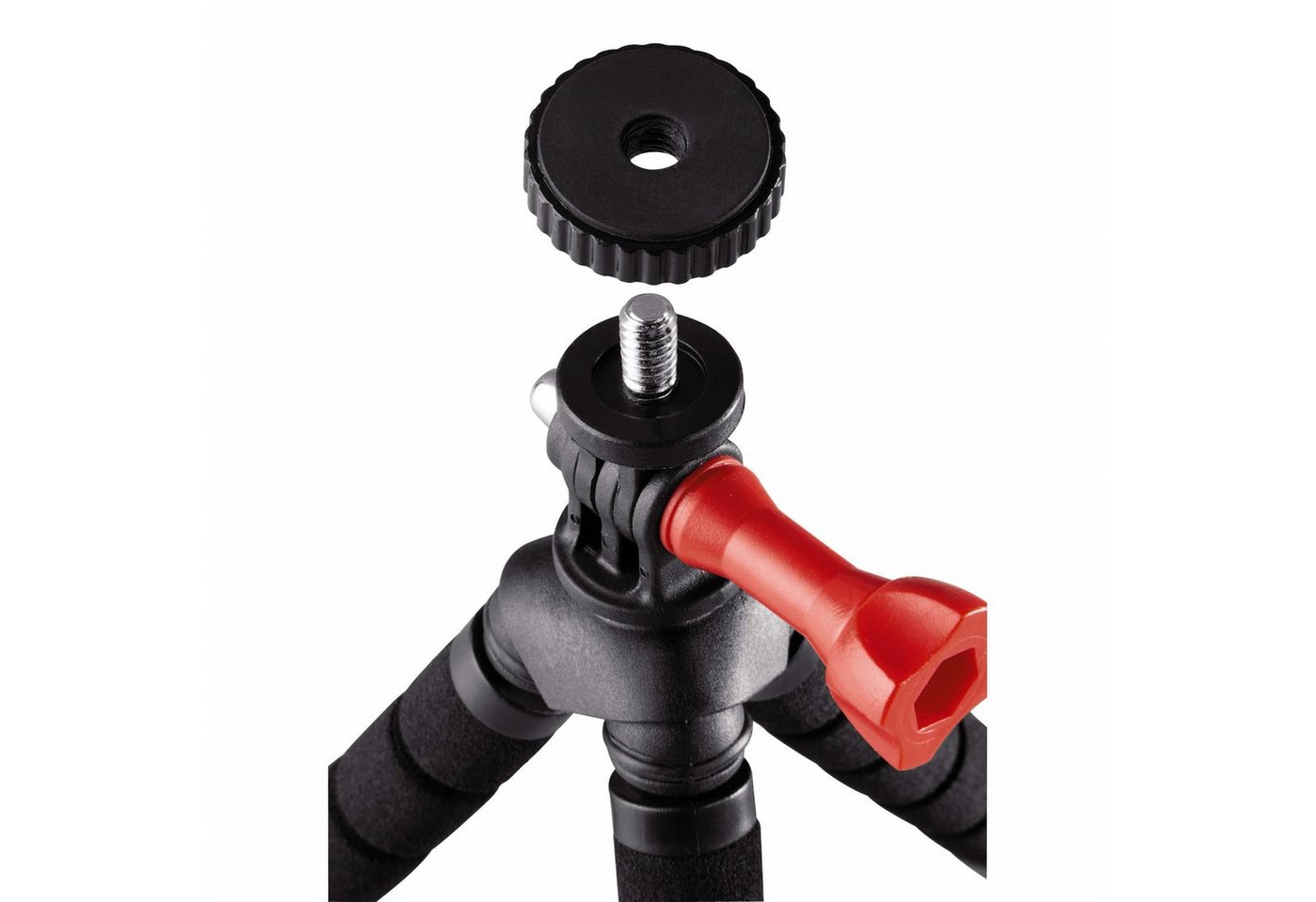 Hama Flex Flexibles Mini-Stativ 14cm Tripod Schwarz Kamerastativ (Beine mit 360°-Biegung Kamera 1/4" Anschluss und für GoPro ActionCam) – Bild 5 von 5