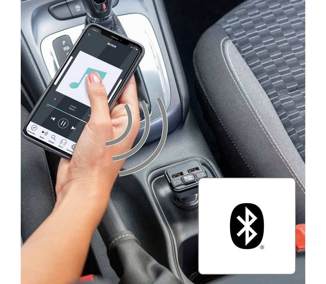 Hama FM-Transmitter mit Bluetooth®- und Freisprechfunktion Transmitter Bluetooth-Adapter zu USB 2.0 – Bild 3 von 5