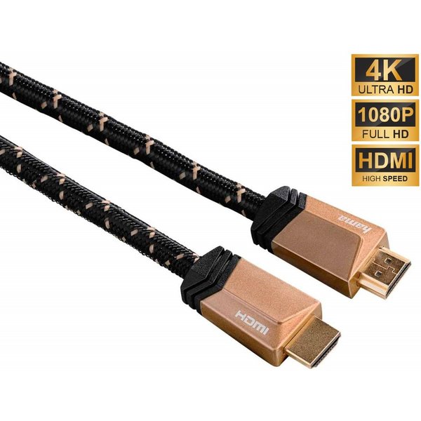 Hama HQ High-Speed HDMI-Kabel 4K 1,5m vergoldet Video-Kabel, HDMI, (150 cm), HDMI 2.0b 4K 2K HDR Full HD 3D HD TV LED LCD OLED Metall-Stecker