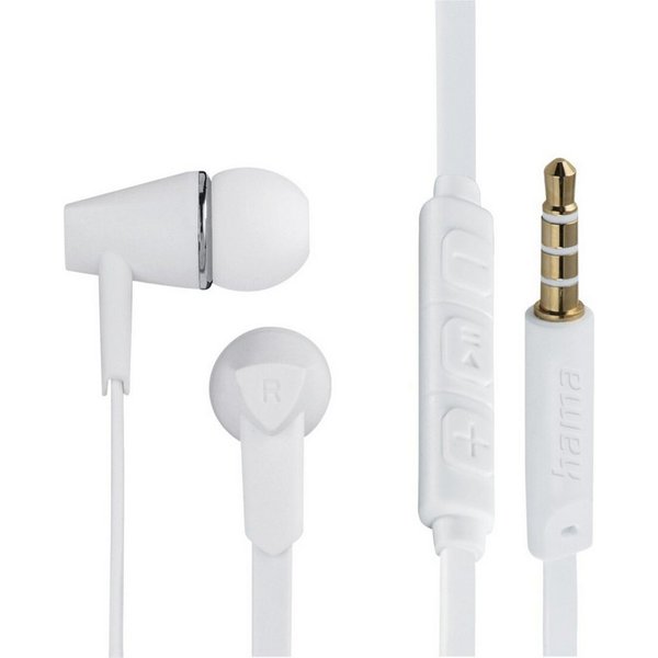 Hama JOY In-Ear Headset 3,5mm Klinke Ohrhörer Weiß Smartphone-Headset (Anruffunktion, Mikrofon, Wiedergabe-Steuerung, Lautstärkenreglung, Google Assistant, Siri