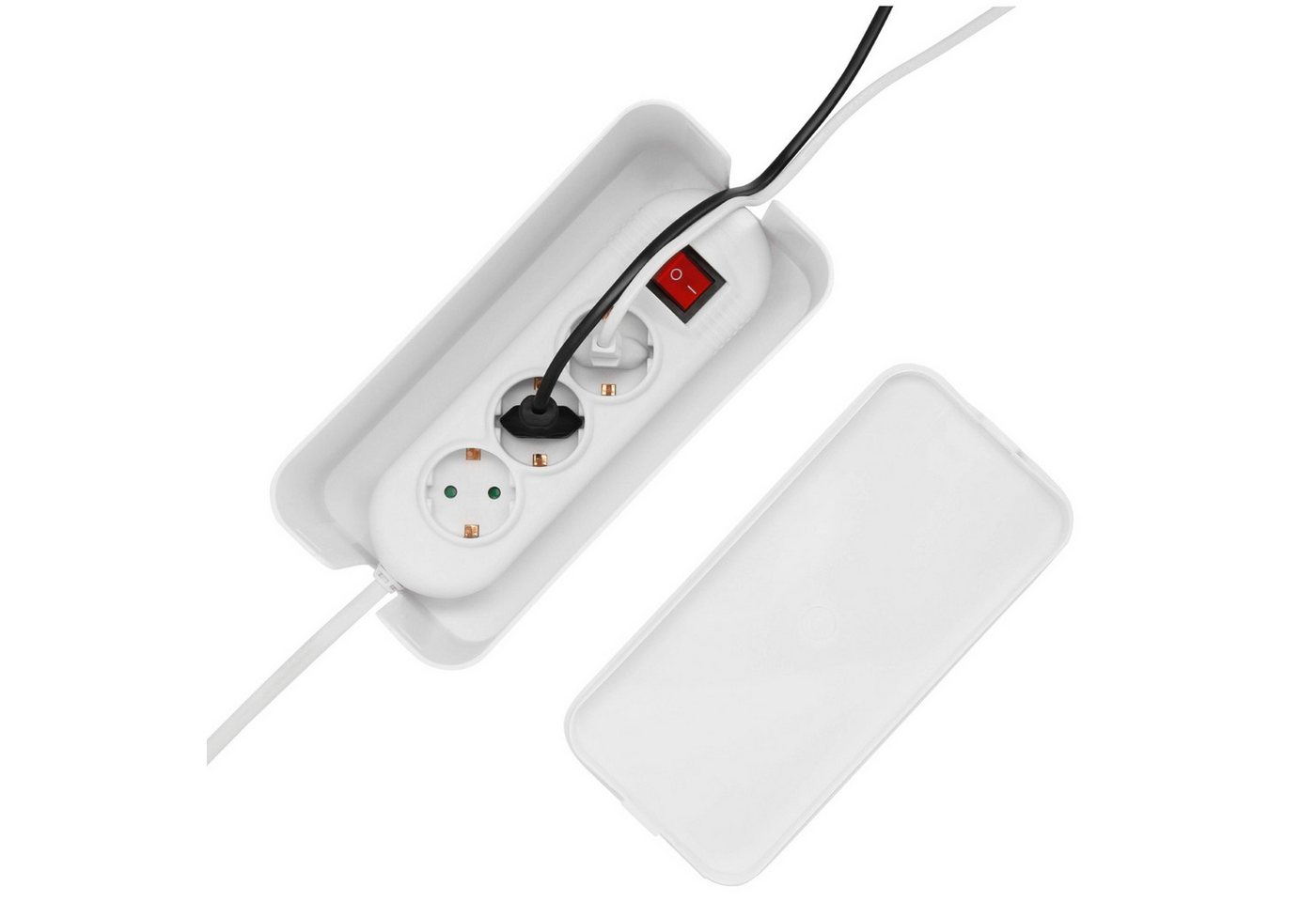 Hama Kabelbox Design Kabelbox Mini Weiß Kabelmanager Ladebox, (1x Kabelbox, Aufbewahrung), Kabel-Organizer Strom Ladestation für Zuhause TV PC Büro Schreibtisch – Bild 3 von 5