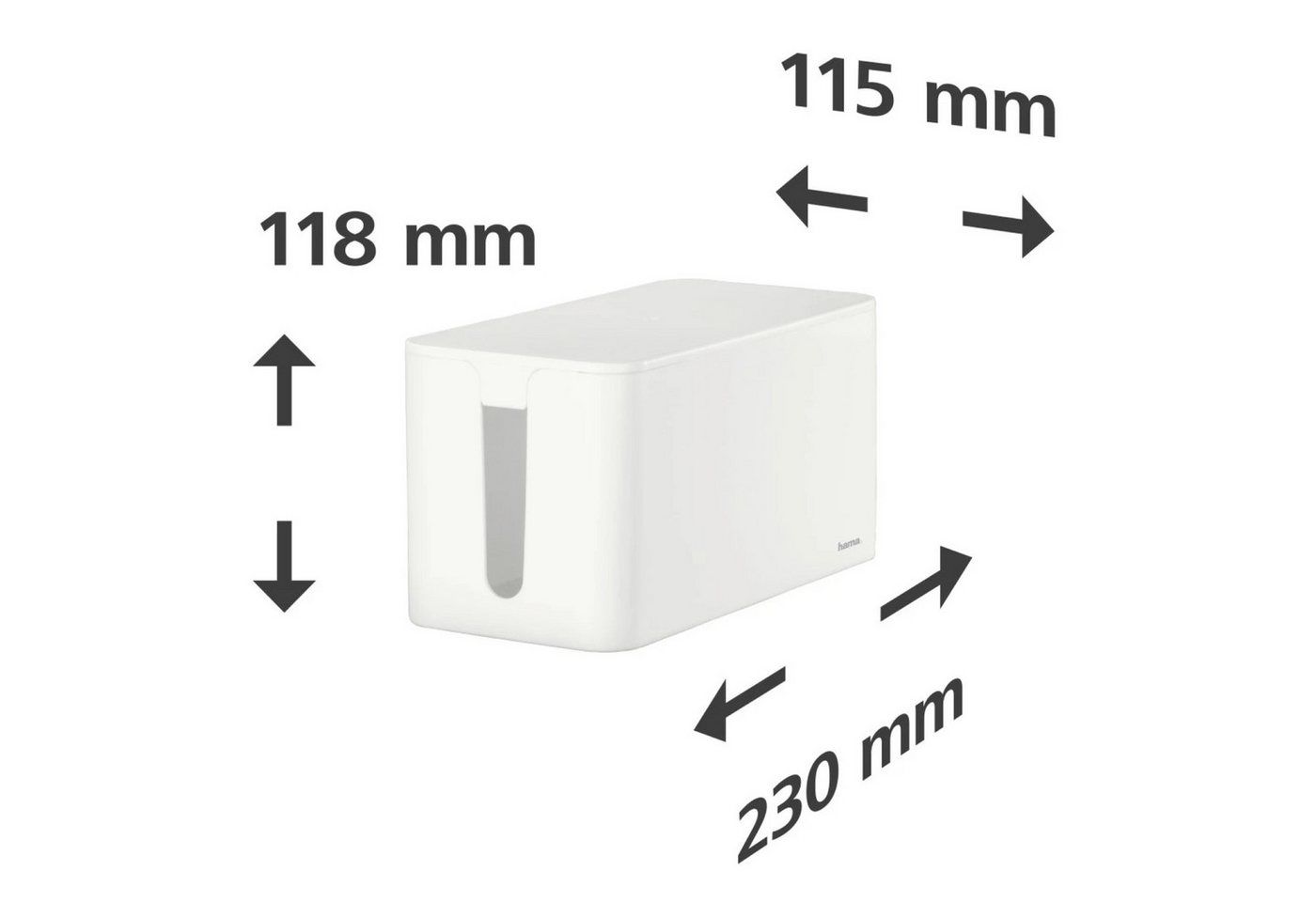 Hama Kabelbox Design Kabelbox Mini Weiß Kabelmanager Ladebox, (1x Kabelbox, Aufbewahrung), Kabel-Organizer Strom Ladestation für Zuhause TV PC Büro Schreibtisch – Bild 4 von 5