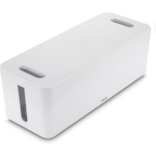 Hama Kabelbox Kabelbox groß mit integrierter Kabelführung, für 6er Steckdosenleiste, (1-tlg), schlichtes Design, universelle Anwendung Schreibtisch, Farbe Weiß