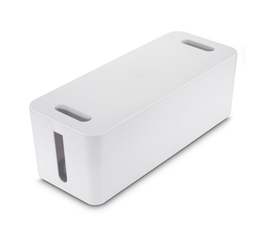 Hama Kabelbox Kabelbox groß mit integrierter Kabelführung, für 6er Steckdosenleiste, (1-tlg), schlichtes Design, universelle Anwendung Schreibtisch, Farbe Weiß – Bild 2 von 5