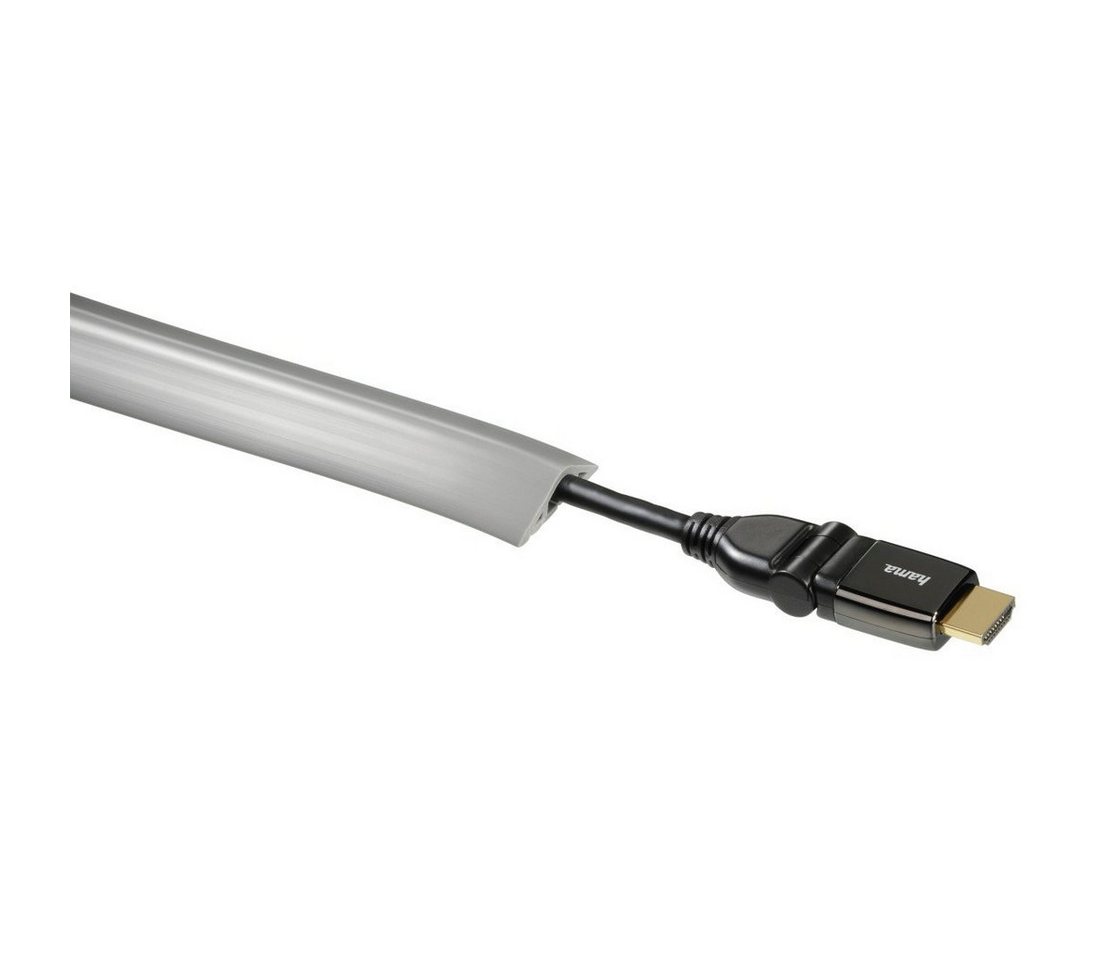 Hama Kabelkanal Flexibler Kabelkanal, 180 x 3 x 1 cm, PVC, Grau, selbstklebend, halbrund, plastikfrei, universell kürzbar – Bild 4 von 5