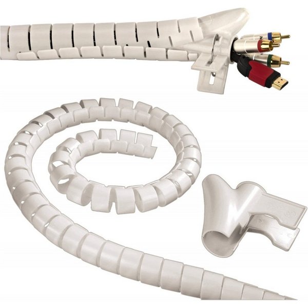 Hama Kabelspirale 1,5m 30mm Spiralschlauch Weiß Computer-Kabel, Kein, (150 cm), Kabel-Schlauch Kabel-Kanal Kabelbündel für TV Beamer PC Audio HiFi