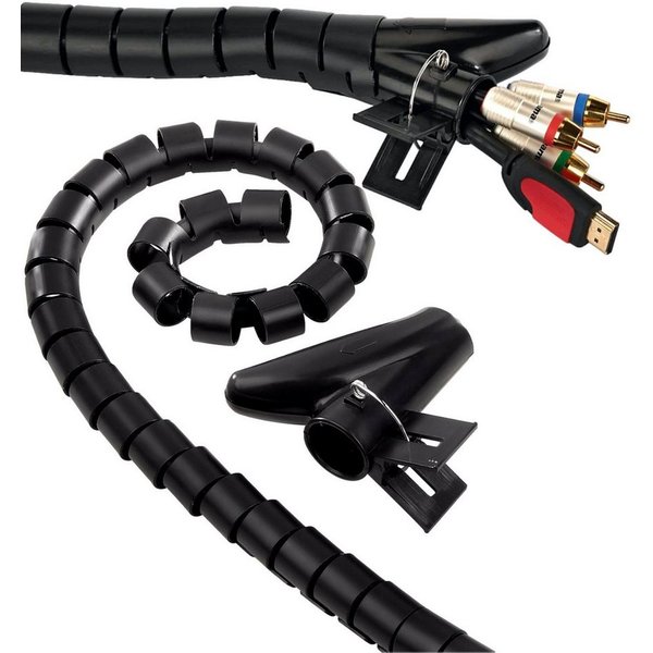 Hama Kabelspirale 2m 25mm Spiralschlauch Schwarz Computer-Kabel, Kein, (200 cm), Kabel-Schlauch Kabel-Kanal Kabelbündel für TV Beamer PC Audio HiFi